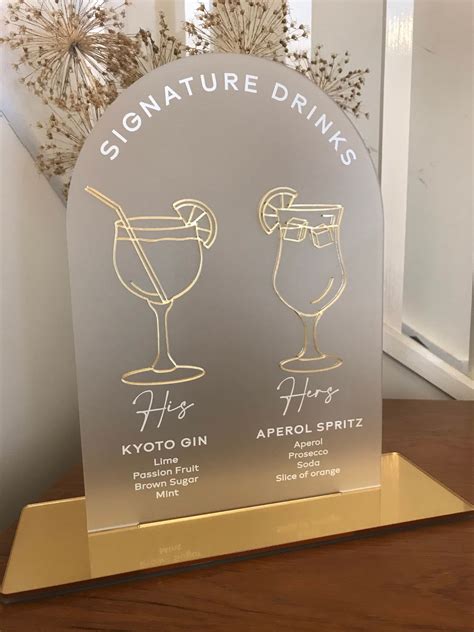 Wedding Drinks A3 Signature Drinks His/hers Acrylic Custom Sign Wedding ...