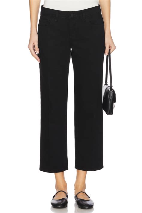 L'AGENCE Blaine Crop Stovepipe Wide Leg Jeans in Noir | REVOLVE