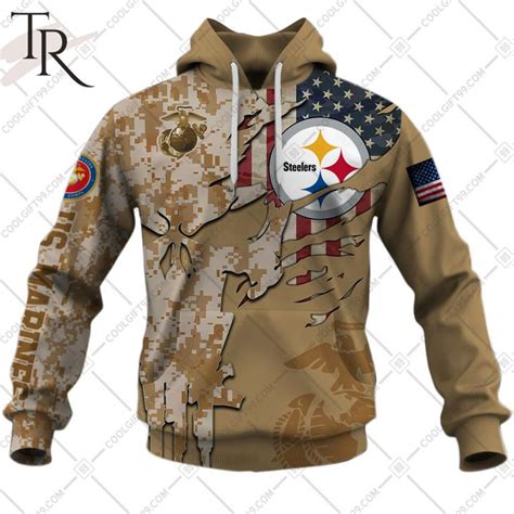 Personalized NFL Pittsburgh Steelers Marine Corps Camo Hoodie - Torunstyle