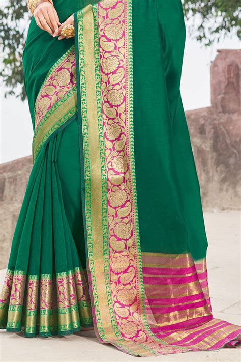Buy Forest Green Silk Saree 76865 Online | Karagiri