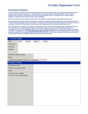 Fillable Online Provider Registration Form - Simplyhealth Fax Email ...