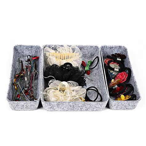 3-Piece Felt Drawer Tray Set – Rectangle Organizers – Great Happy IN