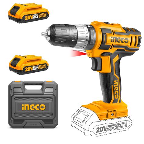 Ingco Cordless Impact Drill, 45 NM, Variable Speed, 18+1+1, With 2 Pcs ...