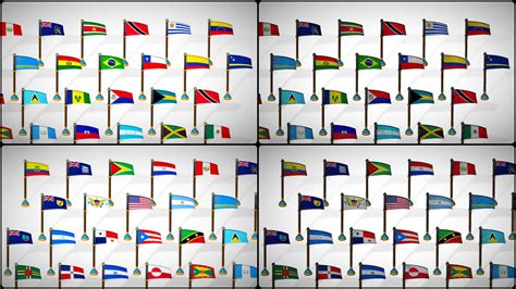 America Countries Flags Pack Toon Style Low Poly Pack - 3D Model by Laxminarayan Artistry