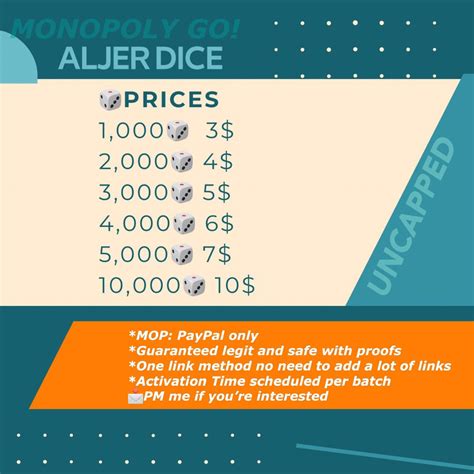 MONOPOLY GO! DICE FOR SALE! : r/MonopolyGoCommunity