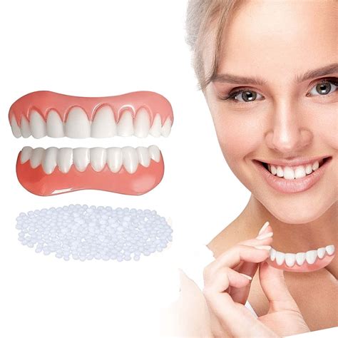 Fake Teeth,Dentures Teeth for Upper and Lower Jaw, Nature Shade Regain Smile（2PCS） - Walmart.com