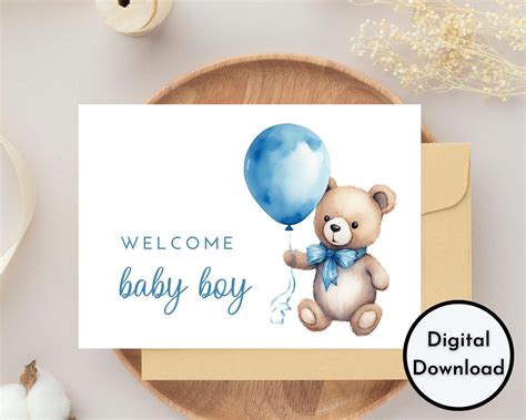 Welcome Baby Boy Card - DIGITAL Download - Printable Welcome Baby Boy ...