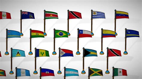 America Countries Flags Pack Toon Style Low Poly Pack - 3D Model by Laxminarayan Artistry
