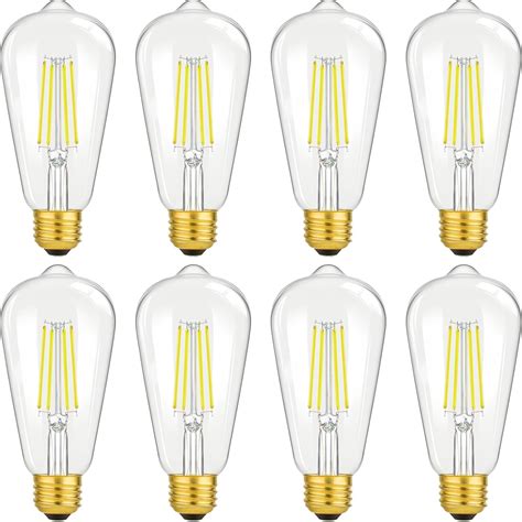 8W Vintage LED Edison Light Bulbs 100W Incandescent Equivalent, 1400LM ...