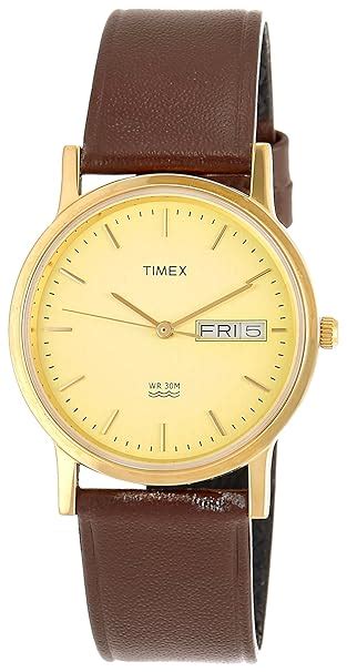 TIMEX Classics Analog Watch for Man with Champagne Round Dial & Brown ...