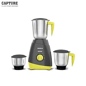 Buy Havells Capture 500W 3 Jar Mixer Grinder, High Speed 21000 RPM ...