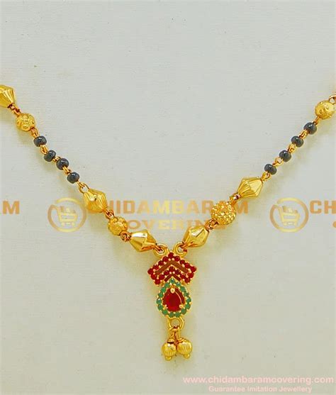 Buy Beautiful Ruby Emerald Ad Stone Mangalsutra Model One Gram Gold ...