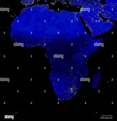 African continent electric lights map at night. City lights. Map of Africa. View from outer ...