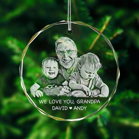 Engraved Photo Crystal Glass Ornament - Personalized Christmas Gifts ...
