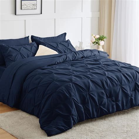 Amazon.com: HIMEET- Navy Blue Comforter King Size (102"x90") 7 Pieces ...