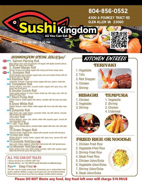 Menu at Sushi Kingdom Glen Allen restaurant, Short Pump