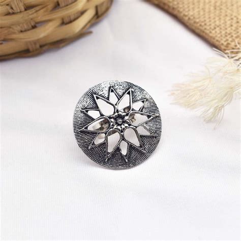 Teejh Drishya Silver Oxidised Ring