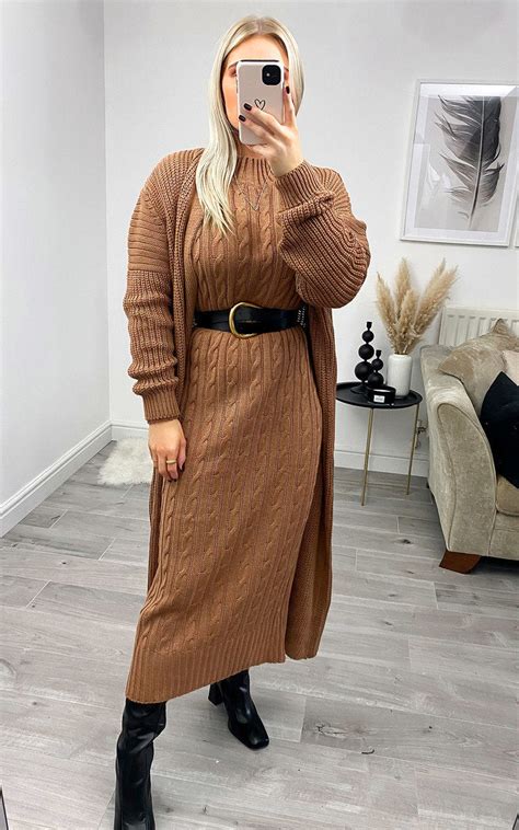 Selena Luxury Woolen Dress with Long Cardigan – TrenBee