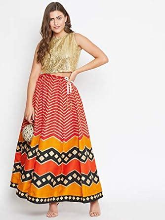 Buy Castle Multi Colored Flared Silk Maxi Skirt at Amazon.in