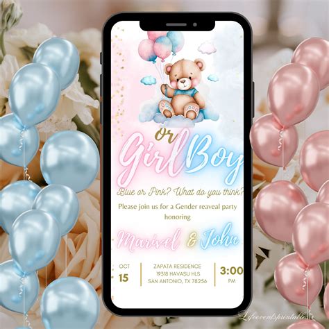 Digital Gender Reveal Invitation, Electronic Gender Reveal Evite ...