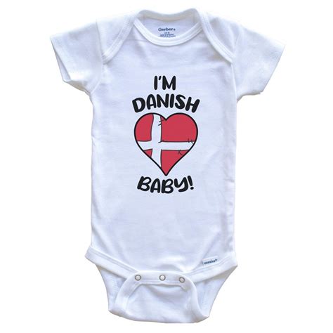 I'm Danish Baby! Funny Denmark Flag Heart One Piece Baby Bodysuit ...