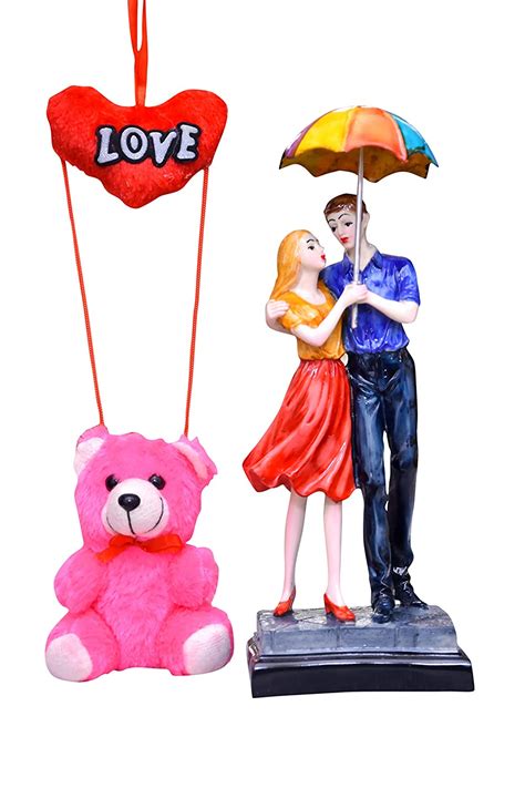 Buy Orange & Blue Couple Statue with Teddy – The Perfect Wedding ...