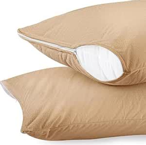 Buy Cott Lenin 100% Waterproof Beige Pillow Protectors with Zipper ...