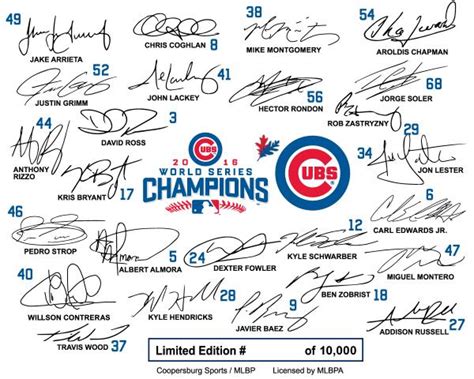 Cubs 2016 World Series Champions Team Signature Bat - Big Time Bats