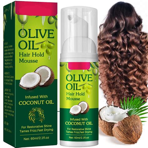 Olive Curling Oil Mousse for Curly Hair, Moose Styling Foam with Multi ...