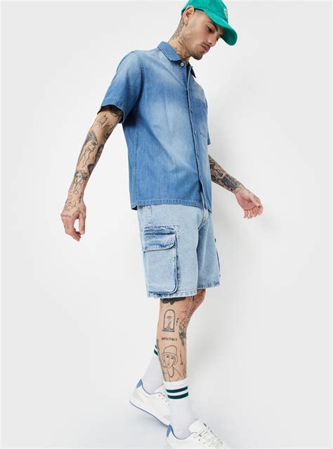 Buy Men Washed Cargo Denim Shorts Online at just Rs. 999.0 ...