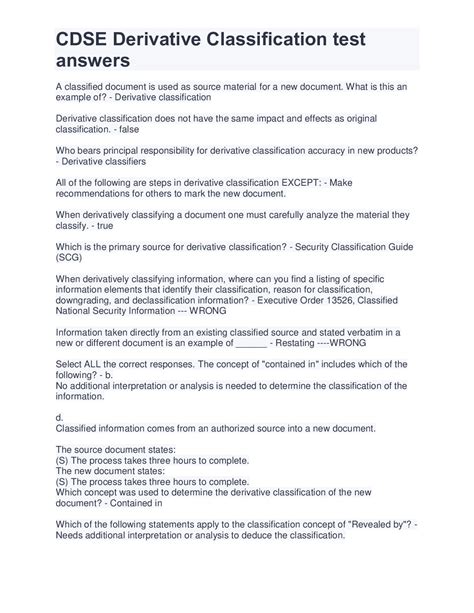 CDSE Derivative Classification test answers – Scholarfriends ...