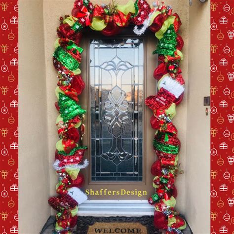 Outdoor Christmas Garland with LIGHTS, Front Door Christmas Garland ...