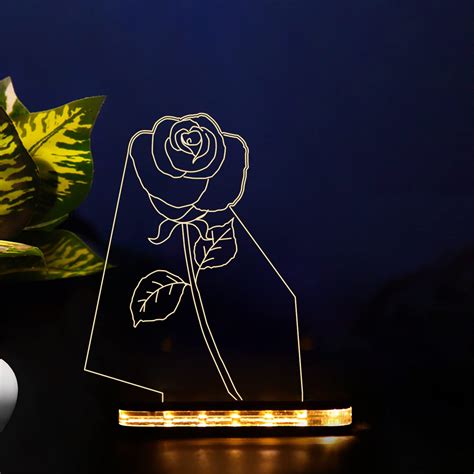 Buy StarLaser 3D Illusion Rose led lamp Home Decor Light Gift for ...