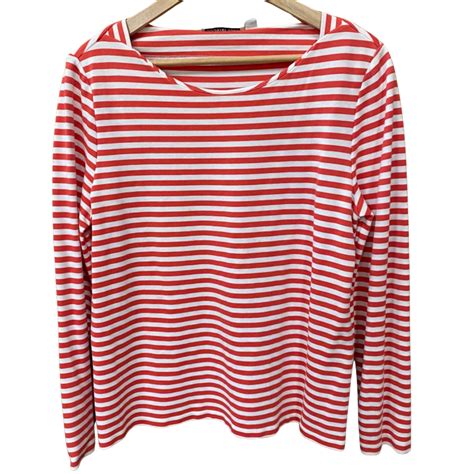 Country Road Long Sleeve Red & White Striped Top Size XL(s)