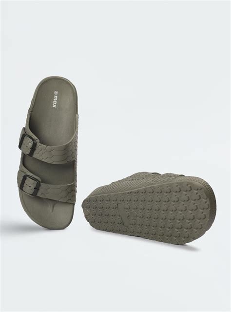 Buy Men Textured Double Strap Sliders Online at just Rs. 499.0 ...