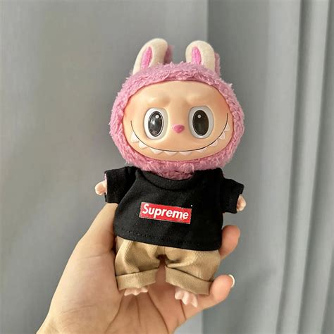 Labubu Doll Clothes - Super Black Shirt + Khaki Pants – Labubu Clothes