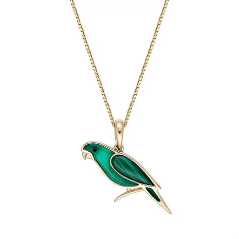 Gemminded 18k Gold over Sterling Silver Green Onyx & Malachite Bird ...