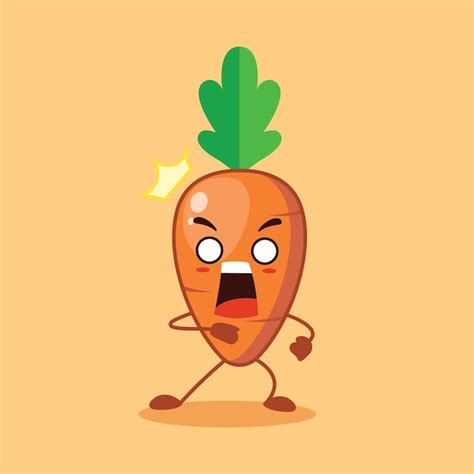Cute carrot character shows shocked expression shocked by what he saw ...