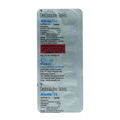Alenix-10mg Tablet | Uses, Side Effects, Price | Apollo Pharmacy