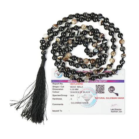 Remedywala Certified Natural Sulemani Hakik Crystal mala 6 mm 108 Beads ...