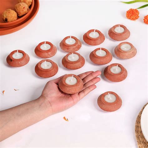 Matki Earthen Clay Diyas Set Of 24 Online - Premium Candle Holder ...