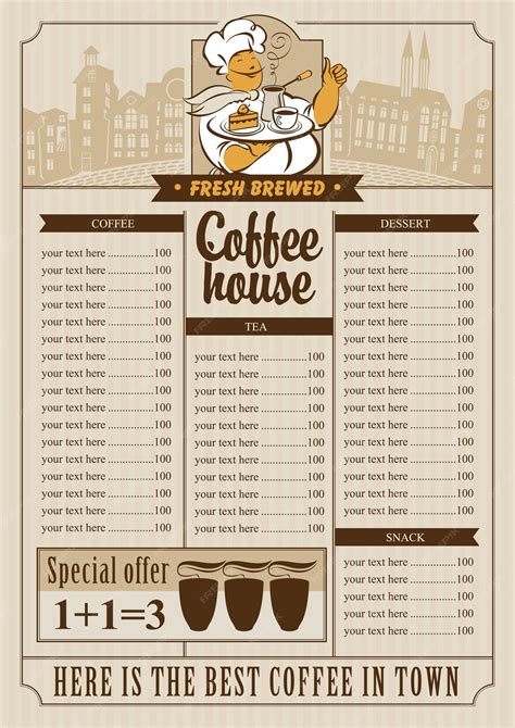 Premium Vector | Price list menu for coffee house