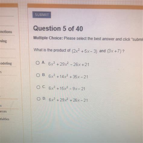 What is the product of (2x^2+5x-3) and (3x+7) - brainly.com