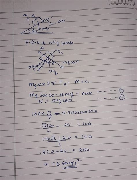 The angle of inclination of an inclined plane is 60°coefficient of ...