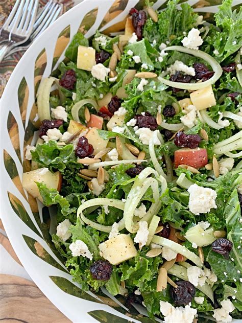 Autumn Kale Salad with Honeycrisp Apple, Fennel, Cranberries, and Blue ...