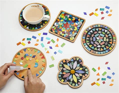 Amazon.com: Lanyani 2 Sets of DIY Mosaic Craft Kits Mosaic Tiles ...