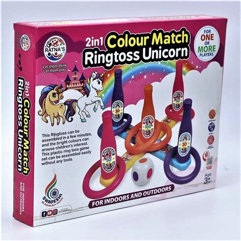 2 in 1 Color Match Ring toss Unicorn Print Target Game Set - Indoor ...