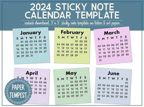 Creative Post It Note Calendar Template for Organizing Your Year