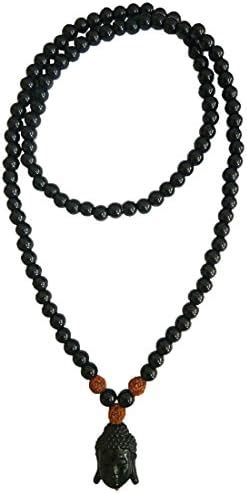 RICH AND FAMOUS Black Crystal Buddha Face Beads Mala for Men : Amazon ...