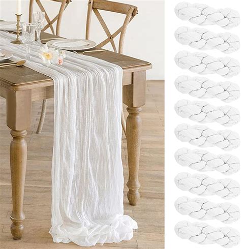 Amazon.com: 10 Pack White Cheesecloth Table Runner 10FT Long Boho Gauze ...